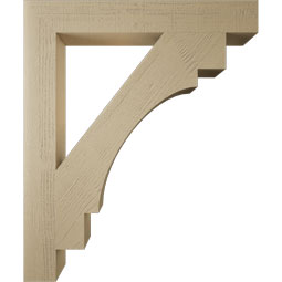 Ekena Millwork - BKTUR055X40X48MRC05RCPR - Timberthane Faux Wood Merced Style Bracket, Block Ends, 5 1/2"W x 40"D x 48"H, Primed Tan