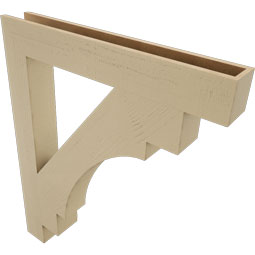 Ekena Millwork - BKTUR055X40X48MRC05RCPR - Timberthane Faux Wood Merced Style Bracket, Block Ends, 5 1/2"W x 40"D x 48"H, Primed Tan