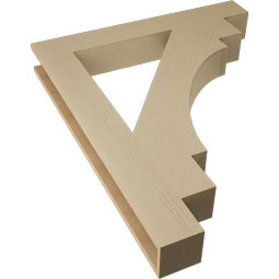 Ekena Millwork - BKTUR055X40X48MRC05RCPR - Timberthane Faux Wood Merced Style Bracket, Block Ends, 5 1/2"W x 40"D x 48"H, Primed Tan