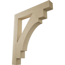 Ekena Millwork - BKTUR055X40X48MRC05RCPR - Timberthane Faux Wood Merced Style Bracket, Block Ends, 5 1/2"W x 40"D x 48"H, Primed Tan