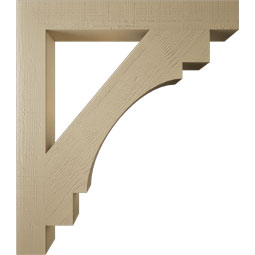 Ekena Millwork - BKTUR055X42X48MRC05RCPR - Timberthane Faux Wood Merced Style Bracket, Block Ends, 5 1/2"W x 42"D x 48"H, Primed Tan
