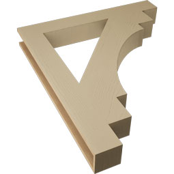 Ekena Millwork - BKTUR055X42X48MRC05RCPR - Timberthane Faux Wood Merced Style Bracket, Block Ends, 5 1/2"W x 42"D x 48"H, Primed Tan