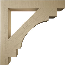 Ekena Millwork - BKTUR055X44X44MRC05RCPR - Timberthane Faux Wood Merced Style Bracket, Block Ends, 5 1/2"W x 44"D x 44"H, Primed Tan