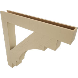 Ekena Millwork - BKTUR055X44X44MRC05RCPR - Timberthane Faux Wood Merced Style Bracket, Block Ends, 5 1/2"W x 44"D x 44"H, Primed Tan