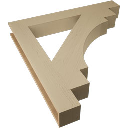 Ekena Millwork - BKTUR055X44X44MRC05RCPR - Timberthane Faux Wood Merced Style Bracket, Block Ends, 5 1/2"W x 44"D x 44"H, Primed Tan