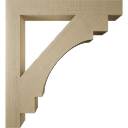 Ekena Millwork - BKTUR055X44X48MRC05RCPR - Timberthane Faux Wood Merced Style Bracket, Block Ends, 5 1/2"W x 44"D x 48"H, Primed Tan