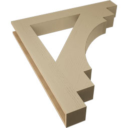 Ekena Millwork - BKTUR055X44X48MRC05RCPR - Timberthane Faux Wood Merced Style Bracket, Block Ends, 5 1/2"W x 44"D x 48"H, Primed Tan