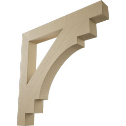 Ekena Millwork - BKTUR055X46X46MRC05RCPR - Timberthane Faux Wood Merced Style Bracket, Block Ends, 5 1/2"W x 46"D x 46"H, Primed Tan