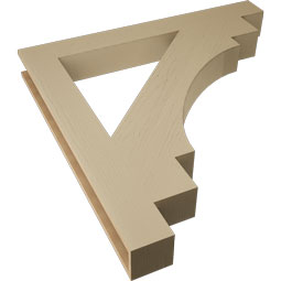 Ekena Millwork - BKTUR055X48X48MRC05RCPR - Timberthane Faux Wood Merced Style Bracket, Block Ends, 5 1/2"W x 48"D x 48"H, Primed Tan