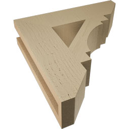 Ekena Millwork - BKTUR035X14X14MRC06RCPR - Timberthane Faux Wood Merced Style Bracket, Slat Ends, 3 1/2"W x 14"D x 14"H, Primed Tan