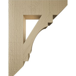 Ekena Millwork - BKTUR035X14X18MRC06RCPR - Timberthane Faux Wood Merced Style Bracket, Slat Ends, 3 1/2"W x 14"D x 18"H, Primed Tan