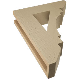 Ekena Millwork - BKTUR035X14X18MRC06RCPR - Timberthane Faux Wood Merced Style Bracket, Slat Ends, 3 1/2"W x 14"D x 18"H, Primed Tan