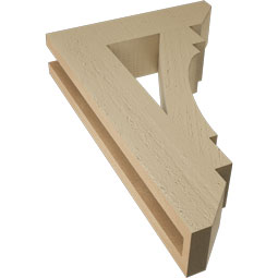 Ekena Millwork - BKTUR035X14X22MRC06RCPR - Timberthane Faux Wood Merced Style Bracket, Slat Ends, 3 1/2"W x 14"D x 22"H, Primed Tan