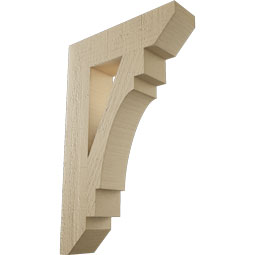 Ekena Millwork - BKTUR035X14X22MRC06RCPR - Timberthane Faux Wood Merced Style Bracket, Slat Ends, 3 1/2"W x 14"D x 22"H, Primed Tan
