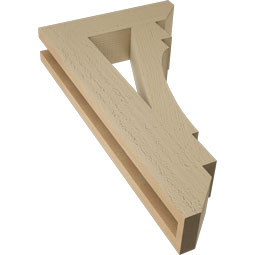 Ekena Millwork - BKTUR035X14X26MRC06RCPR - Timberthane Faux Wood Merced Style Bracket, Slat Ends, 3 1/2"W x 14"D x 26"H, Primed Tan