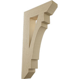 Ekena Millwork - BKTUR035X14X26MRC06RCPR - Timberthane Faux Wood Merced Style Bracket, Slat Ends, 3 1/2"W x 14"D x 26"H, Primed Tan