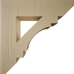 Ekena Millwork - BKTUR035X16X16MRC06RCPR - Timberthane Faux Wood Merced Style Bracket, Slat Ends, 3 1/2"W x 16"D x 16"H, Primed Tan