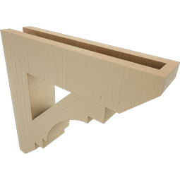 Ekena Millwork - BKTUR035X16X16MRC06RCPR - Timberthane Faux Wood Merced Style Bracket, Slat Ends, 3 1/2"W x 16"D x 16"H, Primed Tan