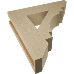 Ekena Millwork - BKTUR035X16X16MRC06RCPR - Timberthane Faux Wood Merced Style Bracket, Slat Ends, 3 1/2"W x 16"D x 16"H, Primed Tan