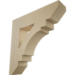 Ekena Millwork - BKTUR035X16X16MRC06RCPR - Timberthane Faux Wood Merced Style Bracket, Slat Ends, 3 1/2"W x 16"D x 16"H, Primed Tan