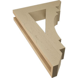 Ekena Millwork - BKTUR035X16X24MRC06RCPR - Timberthane Faux Wood Merced Style Bracket, Slat Ends, 3 1/2"W x 16"D x 24"H, Primed Tan