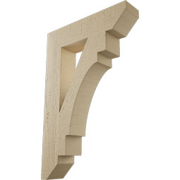 Ekena Millwork - BKTUR035X16X24MRC06RCPR - Timberthane Faux Wood Merced Style Bracket, Slat Ends, 3 1/2"W x 16"D x 24"H, Primed Tan