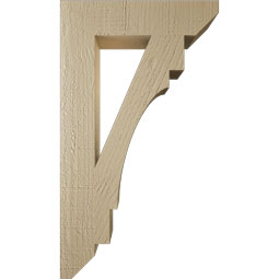 Ekena Millwork - BKTUR035X16X28MRC06RCPR - Timberthane Faux Wood Merced Style Bracket, Slat Ends, 3 1/2"W x 16"D x 28"H, Primed Tan