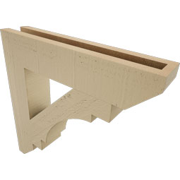 Ekena Millwork - BKTUR035X18X18MRC06RCPR - Timberthane Faux Wood Merced Style Bracket, Slat Ends, 3 1/2"W x 18"D x 18"H, Primed Tan