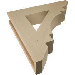 Ekena Millwork - BKTUR035X18X18MRC06RCPR - Timberthane Faux Wood Merced Style Bracket, Slat Ends, 3 1/2"W x 18"D x 18"H, Primed Tan