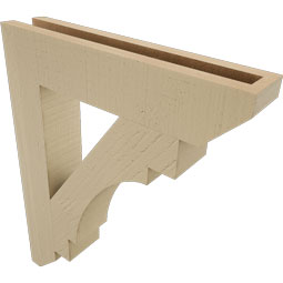 Ekena Millwork - BKTUR035X18X22MRC06RCPR - Timberthane Faux Wood Merced Style Bracket, Slat Ends, 3 1/2"W x 18"D x 22"H, Primed Tan