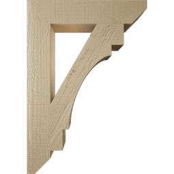 Ekena Millwork - BKTUR035X18X26MRC06RCPR - Timberthane Faux Wood Merced Style Bracket, Slat Ends, 3 1/2"W x 18"D x 26"H, Primed Tan