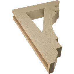 Ekena Millwork - BKTUR035X18X26MRC06RCPR - Timberthane Faux Wood Merced Style Bracket, Slat Ends, 3 1/2"W x 18"D x 26"H, Primed Tan