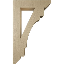 Ekena Millwork - BKTUR035X18X30MRC06RCPR - Timberthane Faux Wood Merced Style Bracket, Slat Ends, 3 1/2"W x 18"D x 30"H, Primed Tan