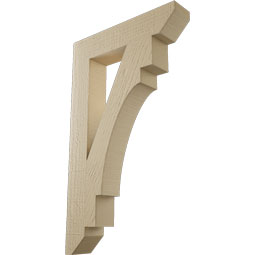 Ekena Millwork - BKTUR035X18X30MRC06RCPR - Timberthane Faux Wood Merced Style Bracket, Slat Ends, 3 1/2"W x 18"D x 30"H, Primed Tan