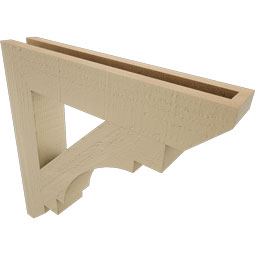 Ekena Millwork - BKTUR035X20X20MRC06RCPR - Timberthane Faux Wood Merced Style Bracket, Slat Ends, 3 1/2"W x 20"D x 20"H, Primed Tan