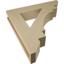 Ekena Millwork - BKTUR035X20X20MRC06RCPR - Timberthane Faux Wood Merced Style Bracket, Slat Ends, 3 1/2"W x 20"D x 20"H, Primed Tan