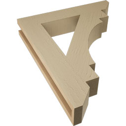 Ekena Millwork - BKTUR035X20X24MRC06RCPR - Timberthane Faux Wood Merced Style Bracket, Slat Ends, 3 1/2"W x 20"D x 24"H, Primed Tan