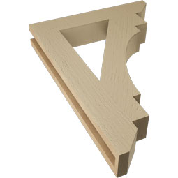 Ekena Millwork - BKTUR035X20X28MRC06RCPR - Timberthane Faux Wood Merced Style Bracket, Slat Ends, 3 1/2"W x 20"D x 28"H, Primed Tan
