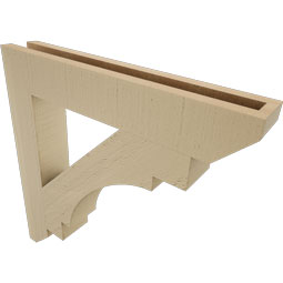 Ekena Millwork - BKTUR035X22X22MRC06RCPR - Timberthane Faux Wood Merced Style Bracket, Slat Ends, 3 1/2"W x 22"D x 22"H, Primed Tan