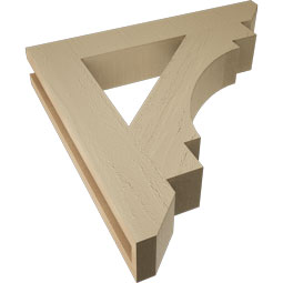 Ekena Millwork - BKTUR035X22X22MRC06RCPR - Timberthane Faux Wood Merced Style Bracket, Slat Ends, 3 1/2"W x 22"D x 22"H, Primed Tan