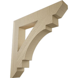 Ekena Millwork - BKTUR035X22X22MRC06RCPR - Timberthane Faux Wood Merced Style Bracket, Slat Ends, 3 1/2"W x 22"D x 22"H, Primed Tan