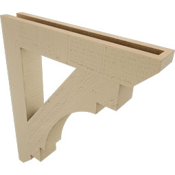 Ekena Millwork - BKTUR035X22X26MRC06RCPR - Timberthane Faux Wood Merced Style Bracket, Slat Ends, 3 1/2"W x 22"D x 26"H, Primed Tan