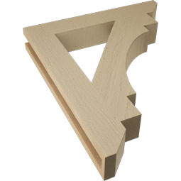 Ekena Millwork - BKTUR035X22X26MRC06RCPR - Timberthane Faux Wood Merced Style Bracket, Slat Ends, 3 1/2"W x 22"D x 26"H, Primed Tan