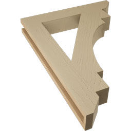 Ekena Millwork - BKTUR035X22X30MRC06RCPR - Timberthane Faux Wood Merced Style Bracket, Slat Ends, 3 1/2"W x 22"D x 30"H, Primed Tan
