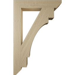 Ekena Millwork - BKTUR035X22X34MRC06RCPR - Timberthane Faux Wood Merced Style Bracket, Slat Ends, 3 1/2"W x 22"D x 34"H, Primed Tan