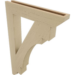 Ekena Millwork - BKTUR035X22X34MRC06RCPR - Timberthane Faux Wood Merced Style Bracket, Slat Ends, 3 1/2"W x 22"D x 34"H, Primed Tan