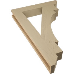 Ekena Millwork - BKTUR035X22X34MRC06RCPR - Timberthane Faux Wood Merced Style Bracket, Slat Ends, 3 1/2"W x 22"D x 34"H, Primed Tan