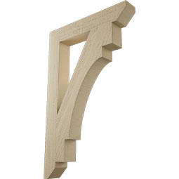 Ekena Millwork - BKTUR035X22X34MRC06RCPR - Timberthane Faux Wood Merced Style Bracket, Slat Ends, 3 1/2"W x 22"D x 34"H, Primed Tan