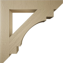 Ekena Millwork - BKTUR035X24X24MRC06RCPR - Timberthane Faux Wood Merced Style Bracket, Slat Ends, 3 1/2"W x 24"D x 24"H, Primed Tan