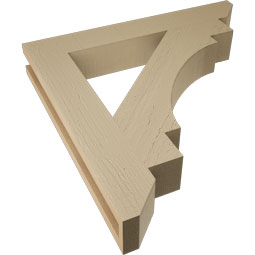 Ekena Millwork - BKTUR035X24X24MRC06RCPR - Timberthane Faux Wood Merced Style Bracket, Slat Ends, 3 1/2"W x 24"D x 24"H, Primed Tan